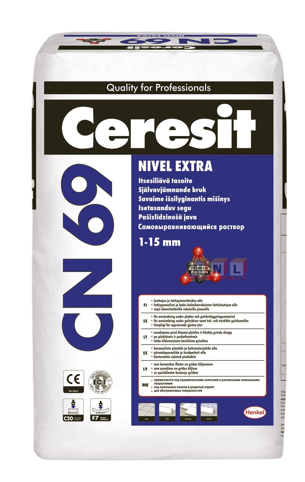 CERESIT CN 69 pašizlīdzinoša java, 1-15mm, 25kg 