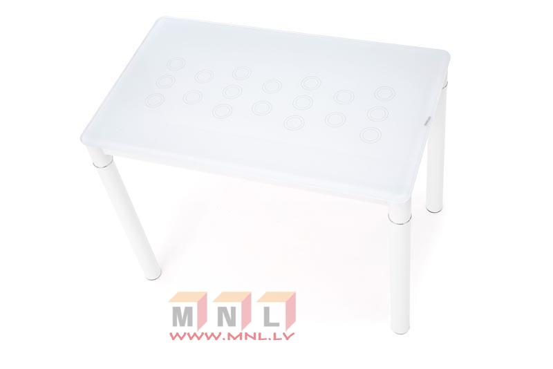 Galds ARGUS, balts stikls/baltas kājas Galds Galdi un krēsli mnl